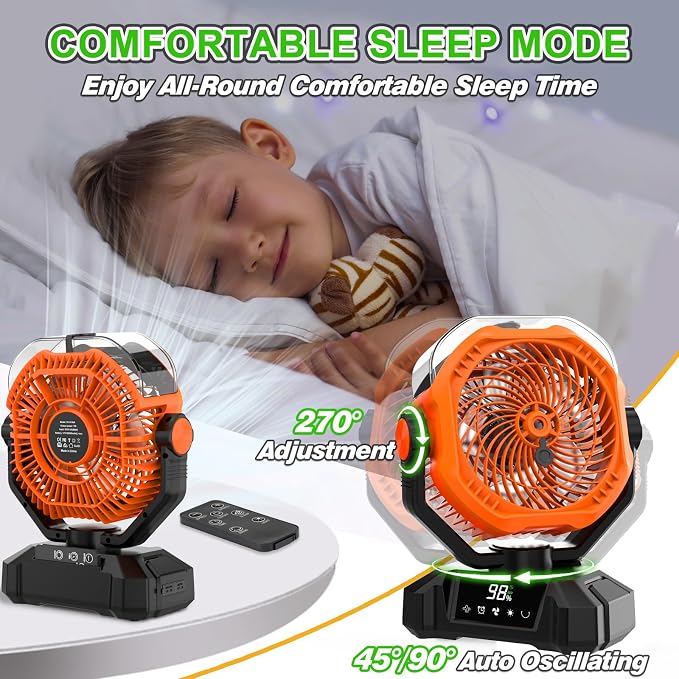 Portable Misting Fan, 20000mAh Rechargeable Camping Fan with 360mL Water Tank & LED Lantern, 5 Speed Wind Battery Powered Protable with Mist For Patios, Camping, Travel, Beach