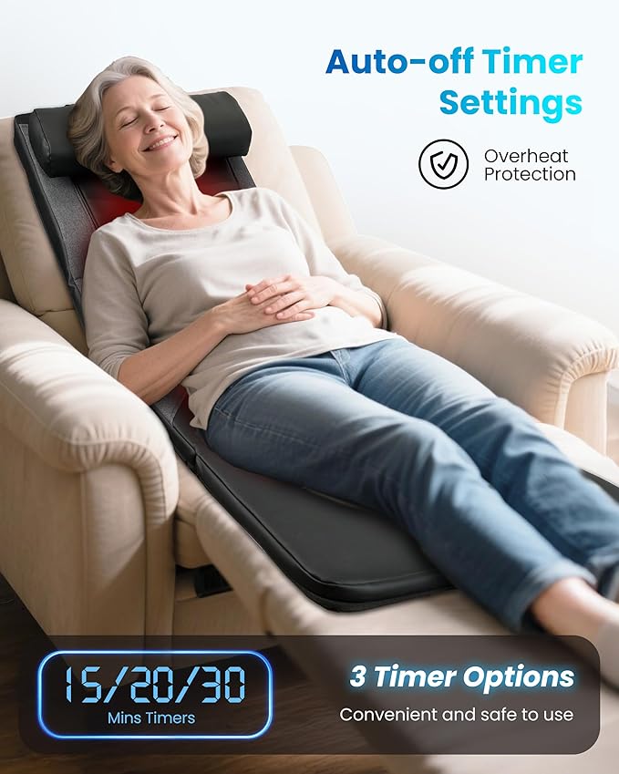 COMFIER FSA Full Body Massage Mat with Heat,HSA Eligible Shiatsu Back Massager for Pain Relief Deep Tissue Kneading&Vibration,Heating Chair Massage Pad for Recliner Sofa Bed,Mother‘s Day Gifts for Mom