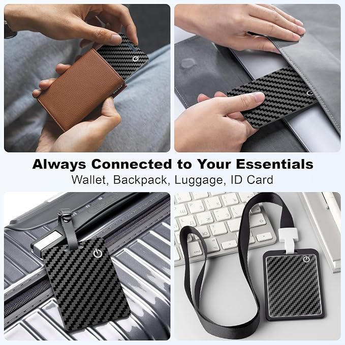 Wallet Tracker Card (iOS Only), Rechargeable Smart Card Wallet Tracker Works for Apple Find My, Thin Bluetooth Tracking Card GPS Tracker, Key Finder for Keys, Bags, Passport, Carbon Fiber