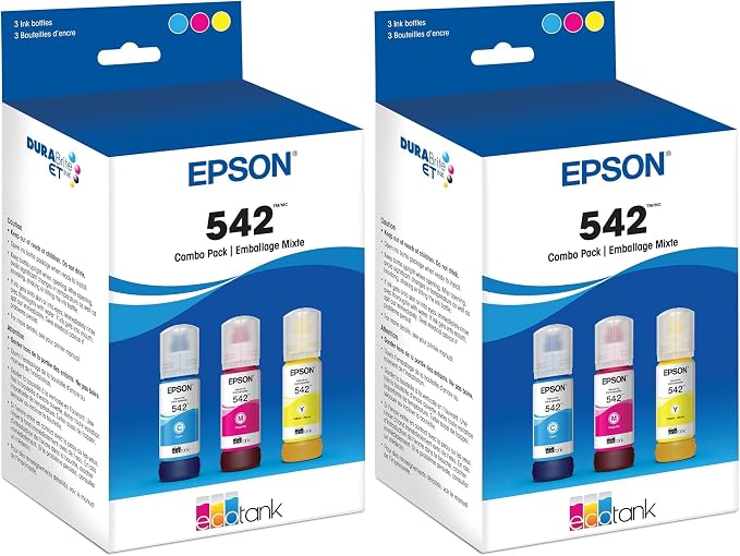Epson 542 EcoTank Pro Ink Ultra-high Capacity Bottle Color Combo Pack (T542520-S) Works with ET-5150,5170,5180,5800,5850,5880,16600,16650,(Pack of 2)