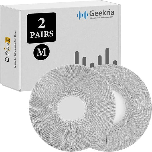 Geekria 2 Pairs Knit Headphones Ear Covers - Product Safety Certified - Washable & Stretchable Sanitary Earcup Protectors for Over-Ear Headsets, Sweat Pads for Gym, Gaming (Size M/Grey)