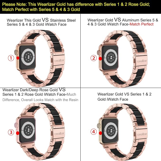 Wearlizer Compatible with Apple Watch Bands 38/40/41/42mm Womens Wristband for iWatch SE Stainless Steel Black Resin Stylish Metal Replacement for iWatch Series 11 10 9 8 7 6 5 4 3 SE/Ultra 3 2 1