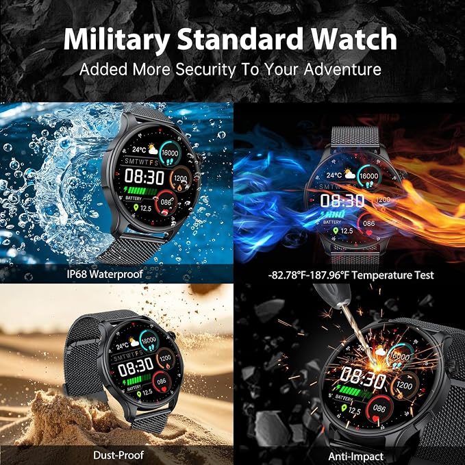 Smart Watch for Men Women Fitness Tracker: Smartwatch for Android Phones iPhone Compatible Samsung Bluetooth Call Answer/Make Watches for Men Heart Rate Sleep Monitor IP68 Waterproof 120+Sports Model