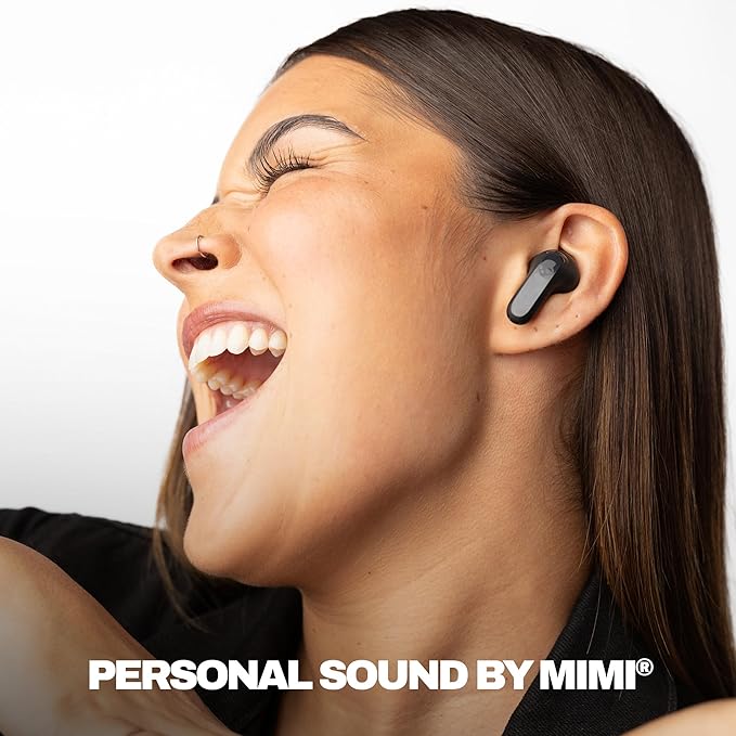 Skullcandy Rail ANC Wireless Earbuds, Bluetooth Headphones, Active Noise Cancelling, Up to 38 Hours Battery, Microphone for iPhone Android, Customizable via App - True Black
