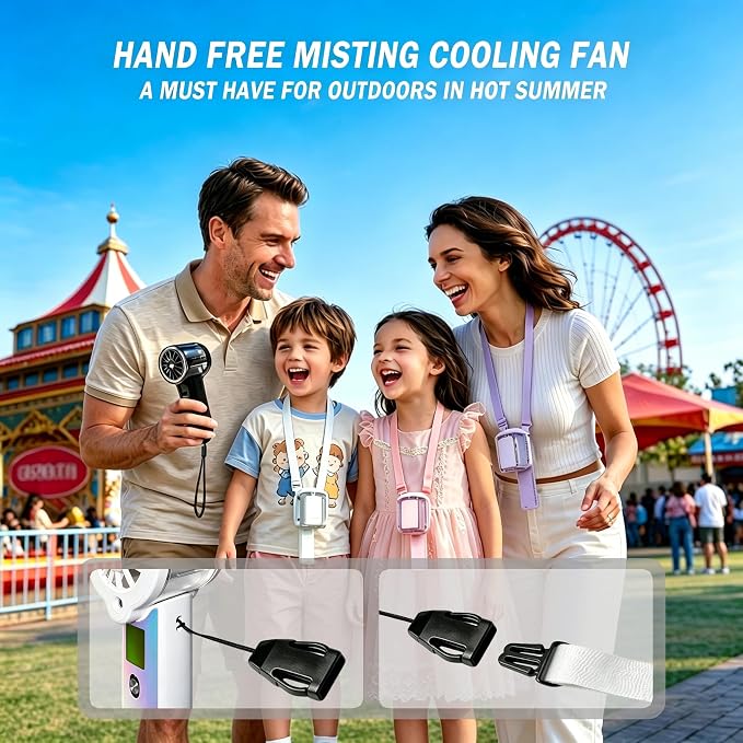 Portable Misting Fan, Handheld Rechargeable Fan with Water Mist, Personal Mini Turbo Fan with 1-100 High Speeds (20000 RPM), LED Light for Music Festival, Summer Trip Must-Haves, Holographic White Fan