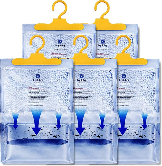 Dry & Dry 5 Packs [Net 7 Oz/Pack] Moisture Absorbers Dehumidifiers for Home Dehumidifier for Basement for Bedroom Small Dehumidifiers - Moisture Absorbers