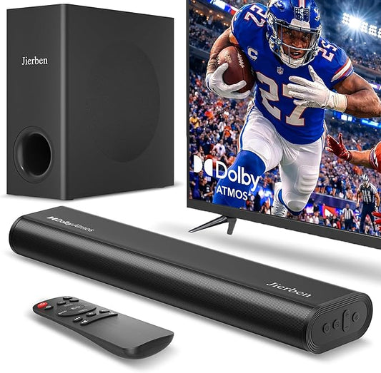 2.1 Dolby Atmos Soundbar with Subwoofer for Smart TV, Dolby Atmos Sound Bar for TV, Surround Sound System for TV, 150W TV Speakers for Smart TV, Bluetooth eARC/Opt/AUX