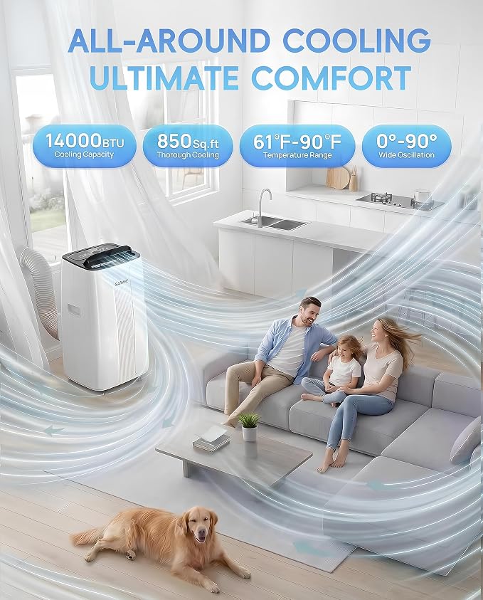 Garvee Portable Air Conditioners 14000 BTUs,1290W 850 Sq.Ft CEER 7.83