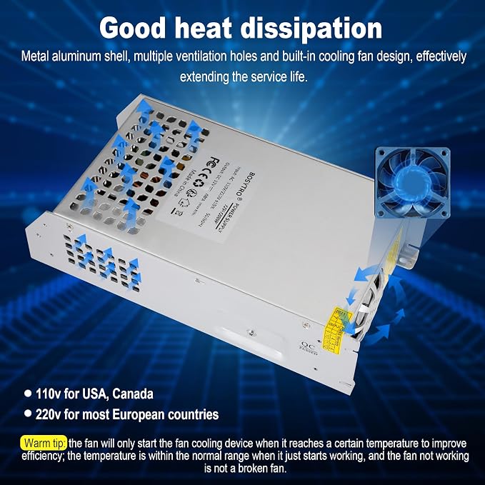 12V 100A 1200W DC Switching Power Supply Adapter PSU AC 110V / 220V-DC 12V Transformer Adapter, for LED Strip Light, CCTV Camera Security System,Computer Project of Industrial Power Supplies
