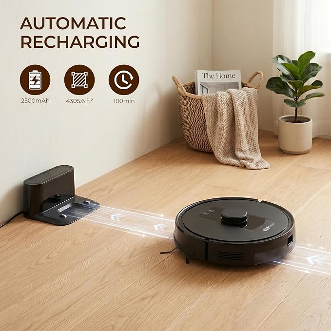 Robot Vacuum and Mop Combo, 4000Pa Robotic Vacuum with Smart Obstacle Avoidance, 150 Min Runtime, APP/Alexa, Multi-Floor Mapping, Self-Charging for Pet Hair