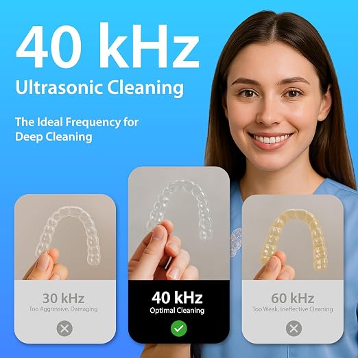 Magnasonic Ultrasonic Cleaner - 20oz Tank Ultrasonic Retainer Cleaner w/ 8oz Gem & Jewelry Cleaner Concentrate Solution, Digital Timer, 5 Cleaning Modes for Glasses, Rings, Dentures, Tools, Aligners