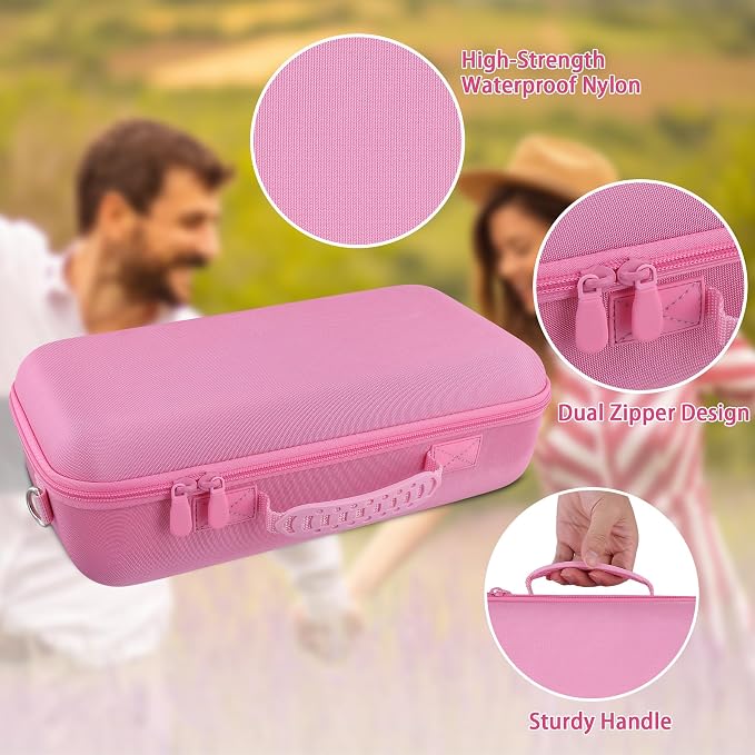 for Bose SoundLink Max Portable Speaker Hard Protective Case, Portable Travel Case Replacement with Shoulder Strap and Handle (Pink Case) - co2CREA