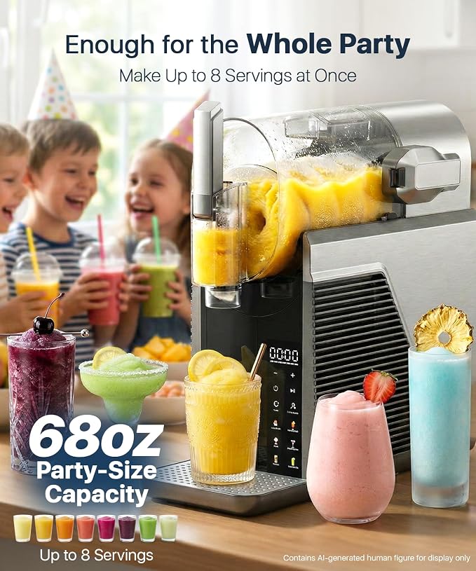 Slushie Machine for Home, No Ice Needed Frozen Drink Maker, 68oz Large Capacity with 360° QuickChill, 6 Presets & 10 Texture Settings, LED Touch Panel, Self-Cleaning for Margarita, Milkshake