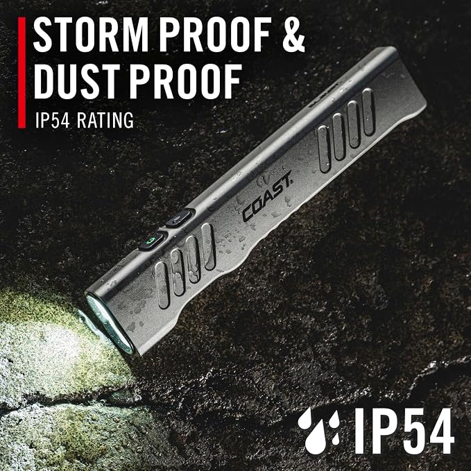Coast Slayer RED 1000 Lumen USB-C Rechargeable LED Flashlight with Red Mode, Spot/Flood, Memory Mode and Pocket Clip