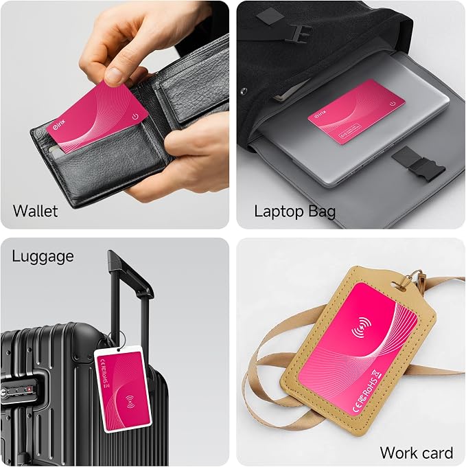 2026 [Apple MFi Certified] (iOS Only) Wallet Tracker Card, Rechargeable Thin Finder, Works with Apple Find My (iOS Only), Item Locator for Luggage Tags, Passports, Phone (Red, 1 Pack)