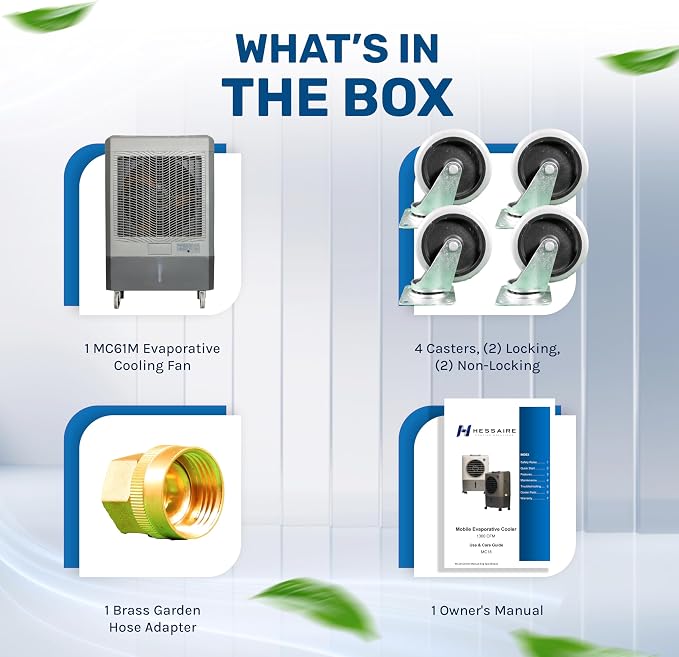 Hessaire 5300 CFM 3-Speed Portable Evaporative Cooler (Swamp Cooler) for 1600 square feet