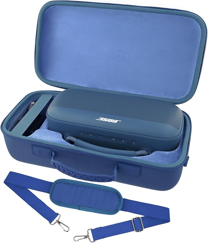 for Bose SoundLink Max Portable Speaker Hard Protective Case, Portable Travel Case Replacement with Shoulder Strap and Handle (Sky Blue Case) - co2CREA