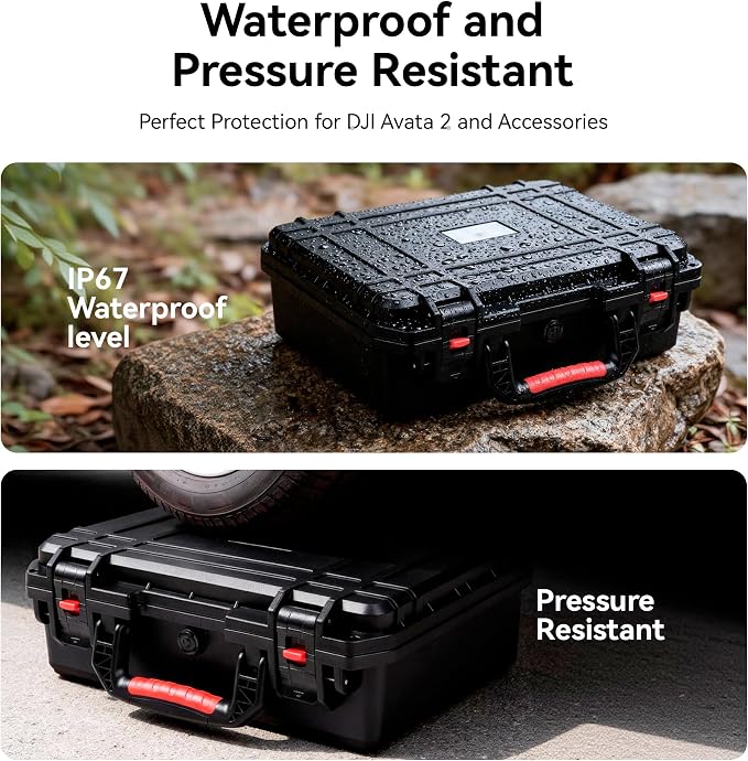 FPVtosky Hard Case for DJI Avata 2 Drone/Fly Smart Combo(for DJI Goggles N3, CASE ONLY), Waterproof Carrying Case for RC Motion 3, FPV Remote Controller 3 and Battery Accessories