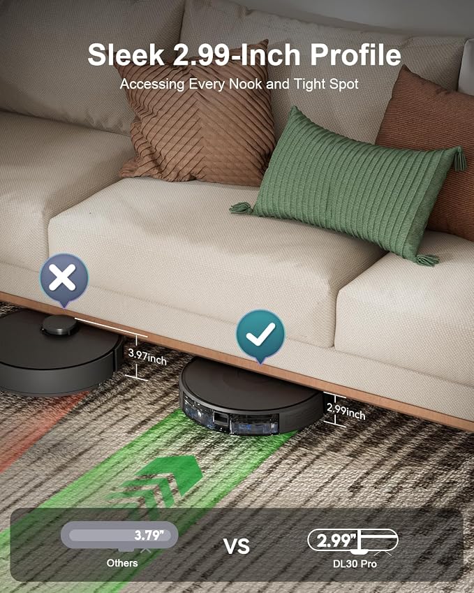 Robot Vacuum and Mop Combo, LiDAR Navigation with Ultra Slim Design, Smart Mapping Robotic Vacuum Cleaner, 9000Pa Suction, Customizable Cleaning for Pet Hair, Carpets,Hard Floors (Light Black)