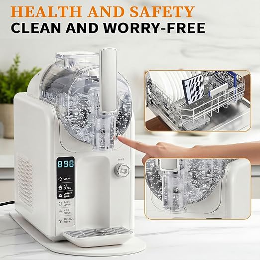 5 in 1 Slushie Machine for Home, No Ice Needed Frozen Drink Maker with Anti-Slip Mat, 61oz Slushy Machine Self-Cleaning and LED Display for Margaritas, Frappes, Smoothies and Shakes (White)