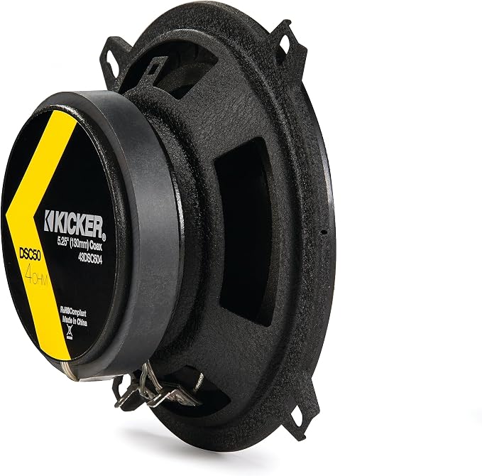 KICKER DS Series 5.25" Coaxial Speaker|43DSC504|One Pair|4-Ohm|200 Watts Peak|50W RMS|Poly-Blend Cone|UV-Treated Ribbed Foam Surround|EVC-Extended Voice Coil|Car,Truck,SUV,ATV