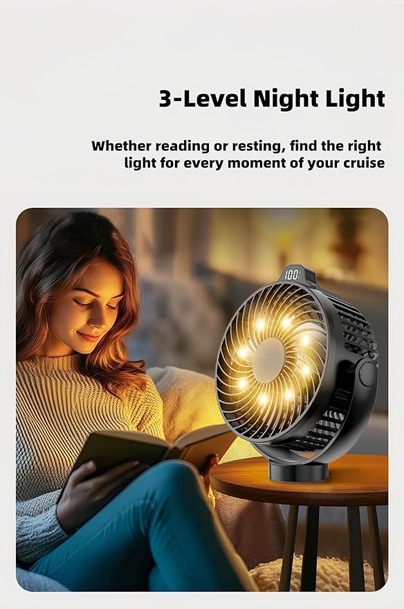 2-Pack Magnetic Cruise Approved Fan with LED Display, 12000mAH Battery Operated Fan with Magnet, Timer, Lighting, Fits for Cruise Ship Cabin, Sleeping, Camping, Travel & Cruise Essentials 2026