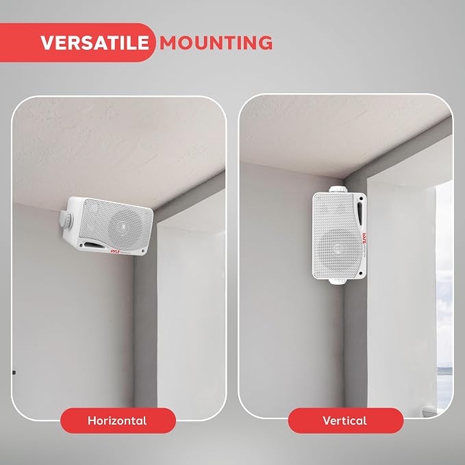 Pyle Outdoor Waterproof Wireless Bluetooth Speaker - 3.5 Inch Pair 3-way Active Passive Weatherproof Wall, Ceiling Mount Dual Speakers System w/ Heavy Duty Grill, Patio, Indoor Use -PDWR42WBT (White)