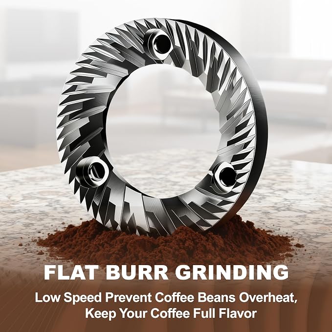 Flat Burr Coffee Grinder Electric, Coffee Grinder with 17 Grinding Sizes, Coffee Beans Grinder with Removable Burr, Large Bean Hopper & Compact for Home, black