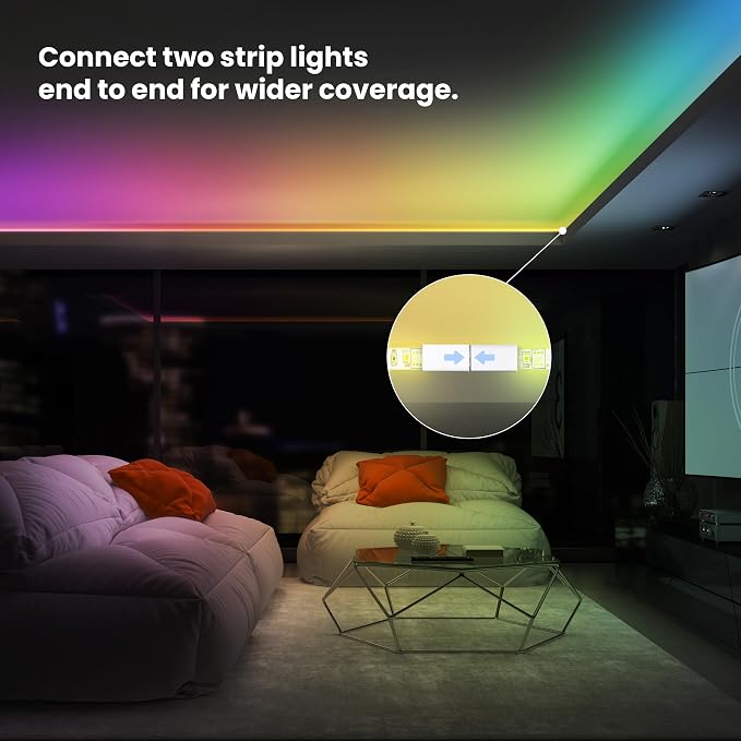 Feit Electric 20FT Smart LED Strip Light, Chasing RGB + Tunable White, App & Remote Control, Alexa & Google Home Compatible, Linkable & Cuttable Tape Light, TAPE20/CHASE/AG
