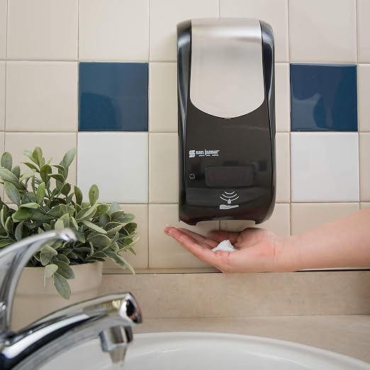 San Jamar Rely SH970BKSS Hybrid Foam Soap Dispenser, Black/Stainless Look