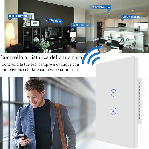 Jinvoo WiFi Wall Light Touch Panel Switch, 3 Way, Remote Control by Smart Phone,No Hub Required, AC 120V, Works with Amazon Echo, Google Home, Black