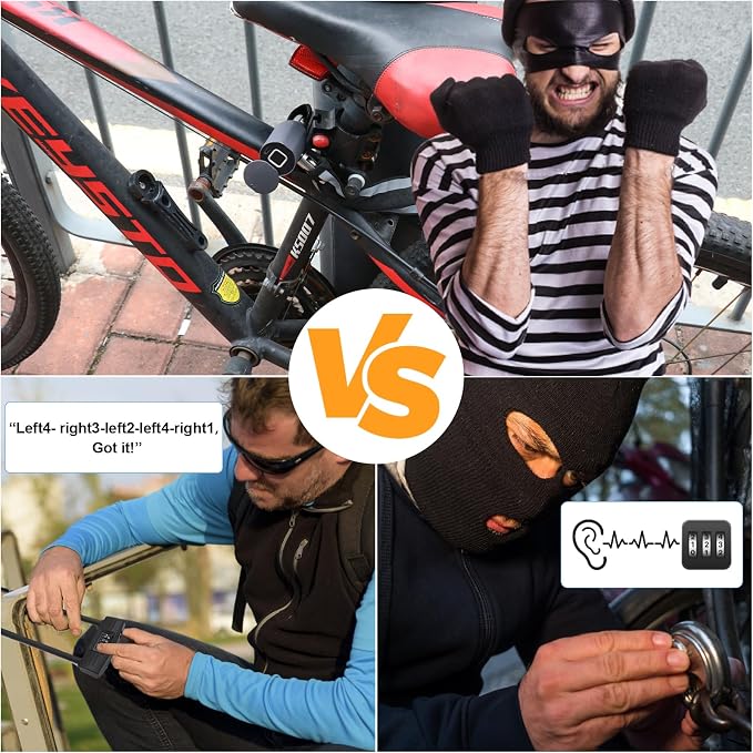 eLinkSmart Chain Lock Keyless Waterproof Biometric 100CM Chain Lock for Bike Scooter Motorcycle Door Fence Gate Black
