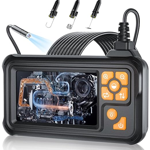 32.8FT Endoscope Camera with Light, 1080P HD Borescope Inspection Camera with 8 LED Lights, IP67 Waterproof Sewer Tools Snake Camera with 4.3" IPS Screen, 32.8Feet Semi-Rigid Cable for Father's Day