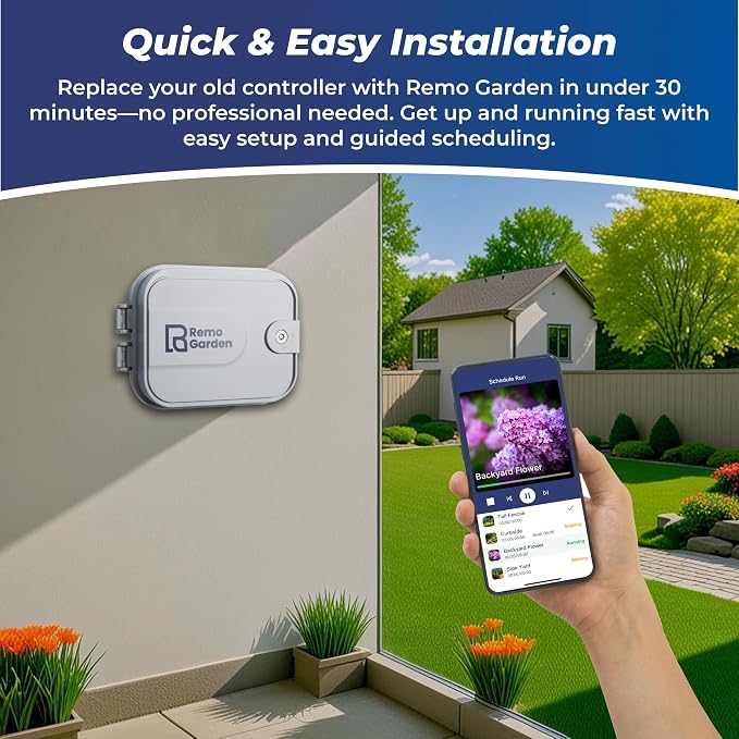Outdoor Smart Sprinkler Controller 16 Zone, WiFi Automatic Irrigation Timer, Easy-Use App, Flexible Programs, Save Water via Rain, Wind&Freeze Skip, Quick Install, with Alexa