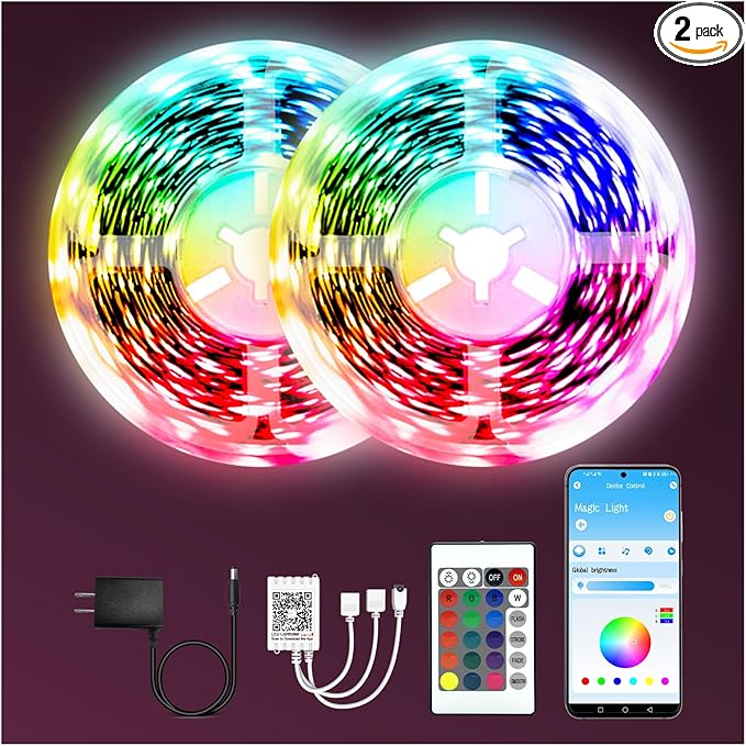 dalattin Led Lights for Bedroom 130ft (2 Rolls of 65.6ft), Led Strip Lights with Remote & App Control, LED Light Strips for Decorative Purposes