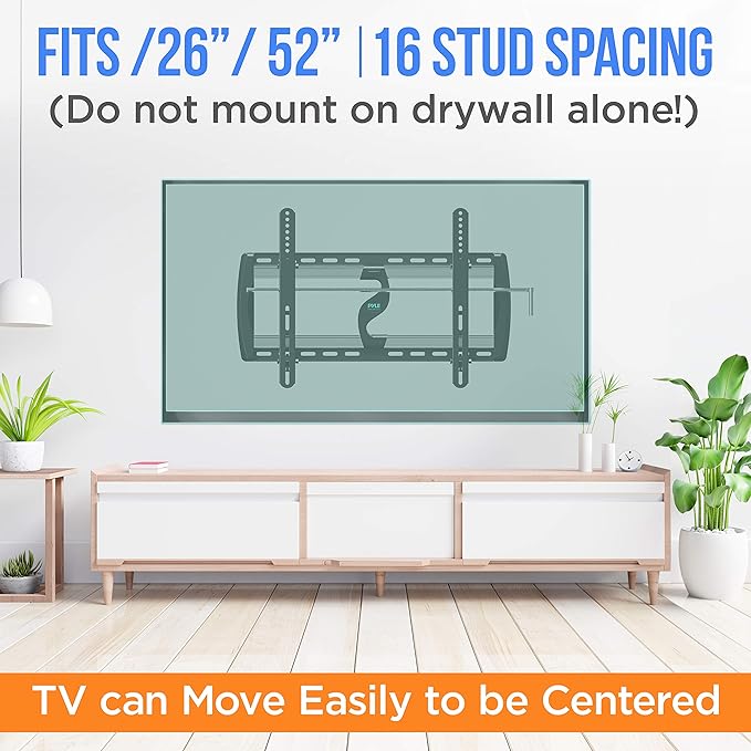 Pyle Tilting Wall Mount - Heavy Duty Universal Flat Screen TV Wall Mount - Mounts 26-52" LED/LOLED & Plasma TVs - Medium Tilt, VESA Mounting, 110 lbs Weight Capacity PYWM24