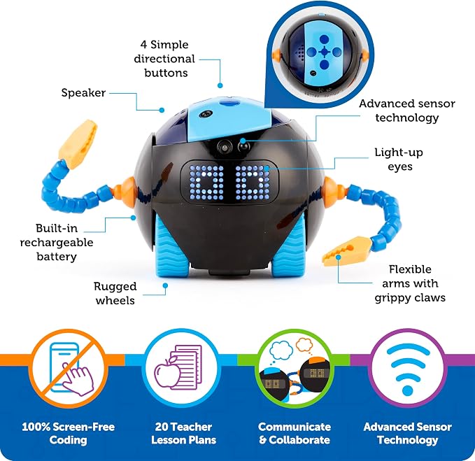 Learning Resources Cooper the STEM Robot Classroom Pack – Rechargeable Educational Coding Robot Toy for Elementary School, Coding Toys for Kids, Robotics Kits for Kids Age 5-7