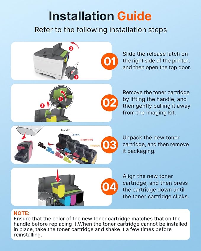 C310 Toner Cartridge Compatible Replacement for Xerox C310 C315 Toner Cartridge for Xerox C310 C310DNI C310DNIM C315 C315DNI Printer，006R04356 006R04357 006R04358 006R04359，4 Packs