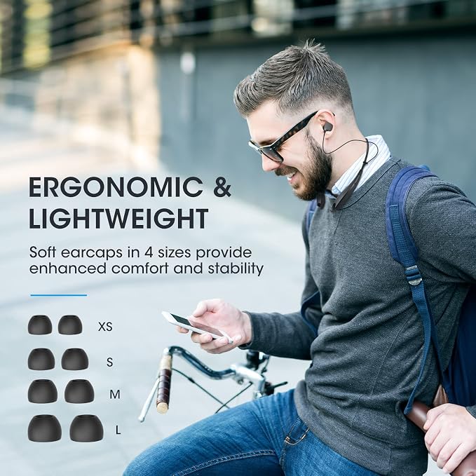 Neckband Bluetooth Headphones, Around The Neck Headphones 24H+ Playtime, Bluetooth Headsets with Call Vibration, Shark Jaw Design Wireless Earbuds+Noise Isolation/Mic/IPX7 Waterproof, 2 Pack