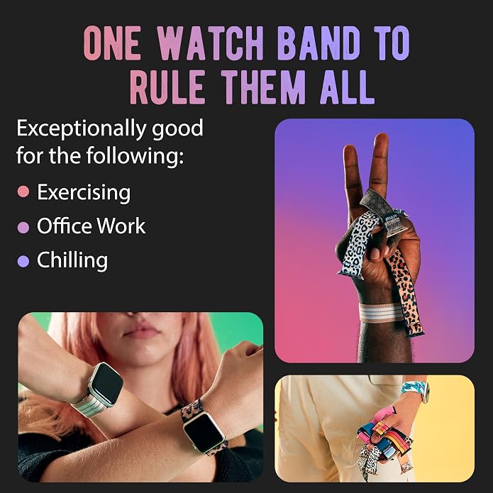 Braxley Bands for Apple Watches - Stretchy and Washable - Adjustable with Apple Watch Bands for Women & Men - Compatible with Apple Watch Series SE Ultra 9 8 7 6 5 4 3 2 1