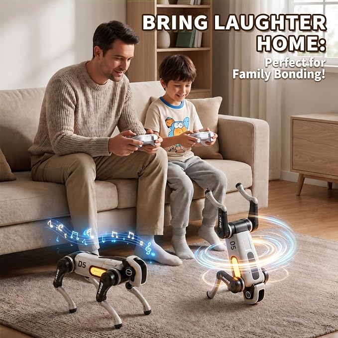Remote Control Robot Dog Toy, Programmable Smart Interactive RC Puppy with 30+ Tricks & Voice Scenarios, STEM Educational Robotics Toys for Kids Age 5-12(White)