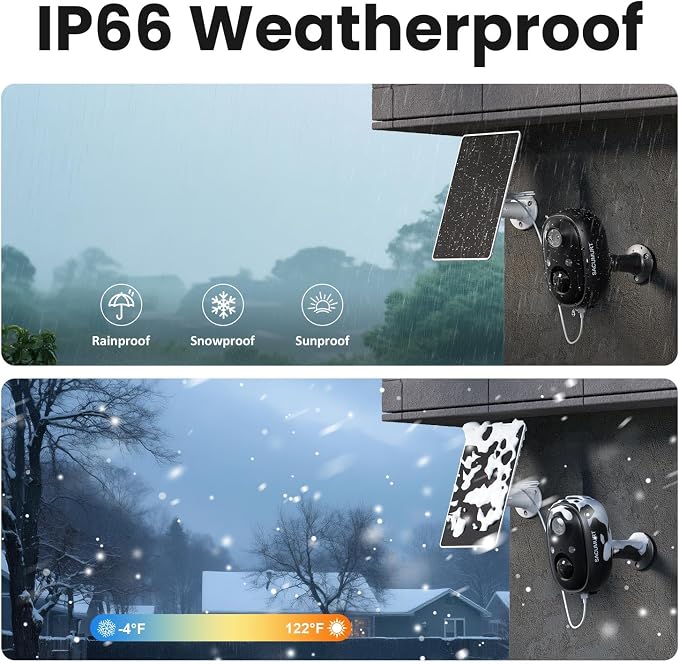 Security Cameras Wireless Outdoor, Free Cloud Storage, 2.4GHz WiFi Camera Outdoor Wireless, 2K Cameras for Home Security with Solar Panel, Motion Detection Alert, Compatible with Alexa & Google Home