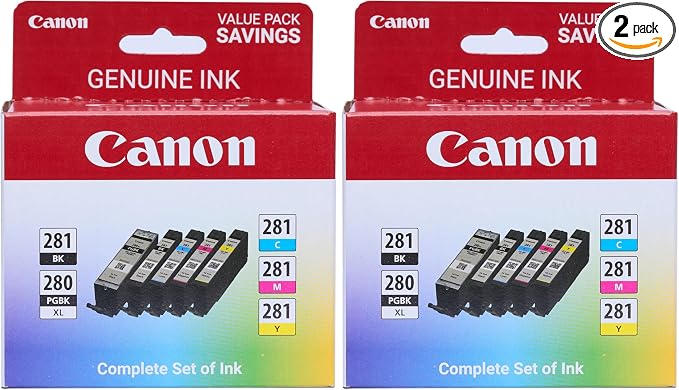 Canon PGI-280XL/CLI-281 5 Color Pack Compatible to TR8520,TR7520,TS9120 Series,TS8120 Series,TS6120-Series,(Pack of 2)