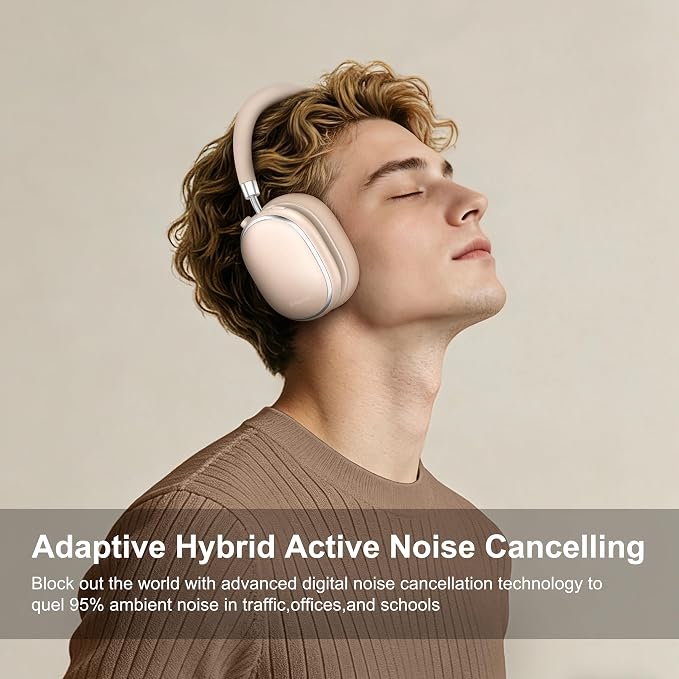 Srhythm NiceComfort 95 Adaptive Noise Cancelling Headphones Wireless | Bluetooth with Spatial Audio,Transparency,ENC,HD Sound,Low Latency for Gaming,Slim Headphones Lightweight