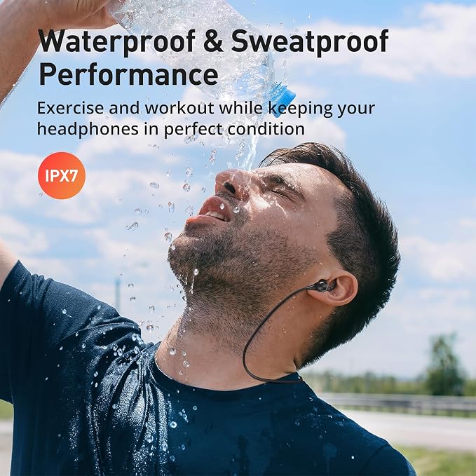 Wireless Headphones, Bluetooth 5.2 Stereo aptX Wireless Earbuds Bass Bluetooth Earbuds Bulit-in Mic with 16H Playtime, Magnetic, IPX7 Waterproof Perfect for Sport, Gym, Normal, Dark Pitch