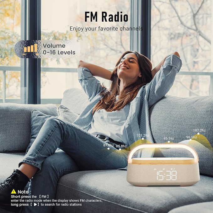 FREEFISH Bluetooth Speaker with Wireless Charge FM Radio 2500mAh Battery, LED Night Light Suitable for Home,Bedroom,Office,Gifts