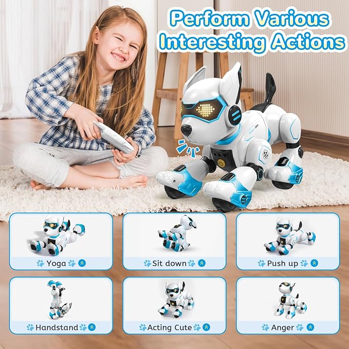PeachLeaf Smart Robots Dog Toy for Kids, Programmable Interactive RC Robotic Pets with Voice Control and Touch Sensory, Imitates Animals Music Dancing, Present for Kids Boys and Girls