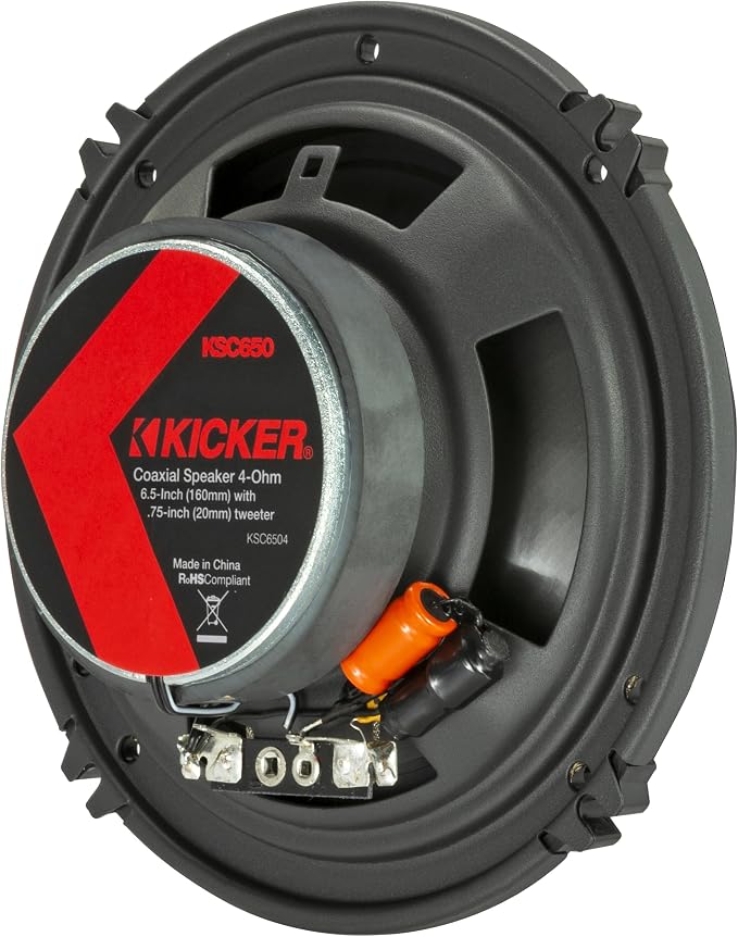 KICKER 51KSC6504 KS-Series 6.5" Coaxial Speakers with .75" tweeters, 4-Ohm, Pair