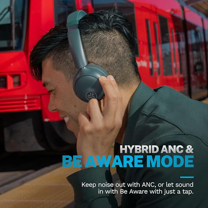 JLab Go Lux ANC, On Ear Headphones, Active Noise Cancelling, Bluetooth, MultIPoint Connection, Sage