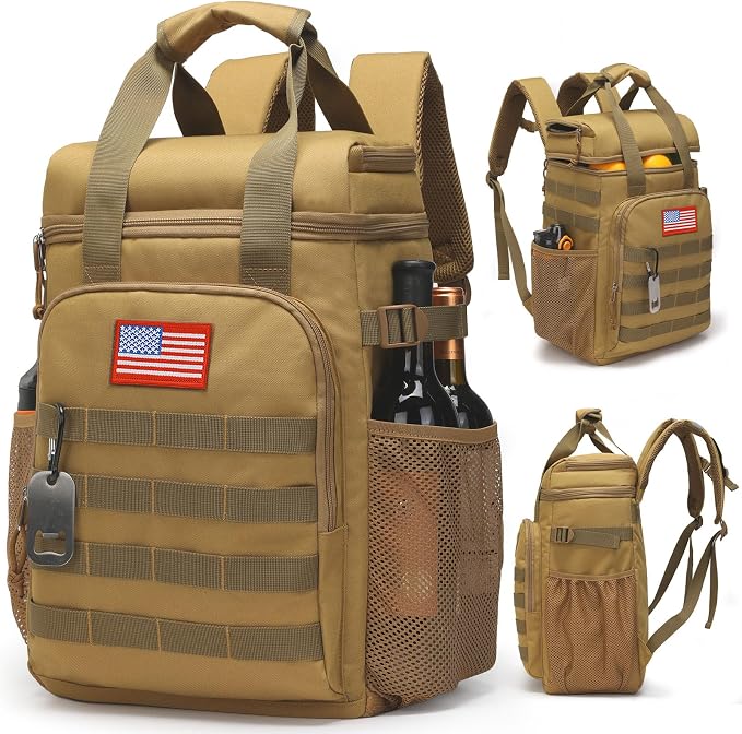 Tactical Backpack Cooler,Lunch Backpack for Men Adults Work with Handle，Soft Cooler Backpack Insulated Waterproof Leak Proof